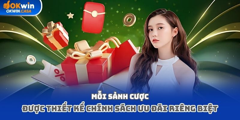 Mỗi sảnh cược được thiết kế chính sách ưu đãi riêng biệt